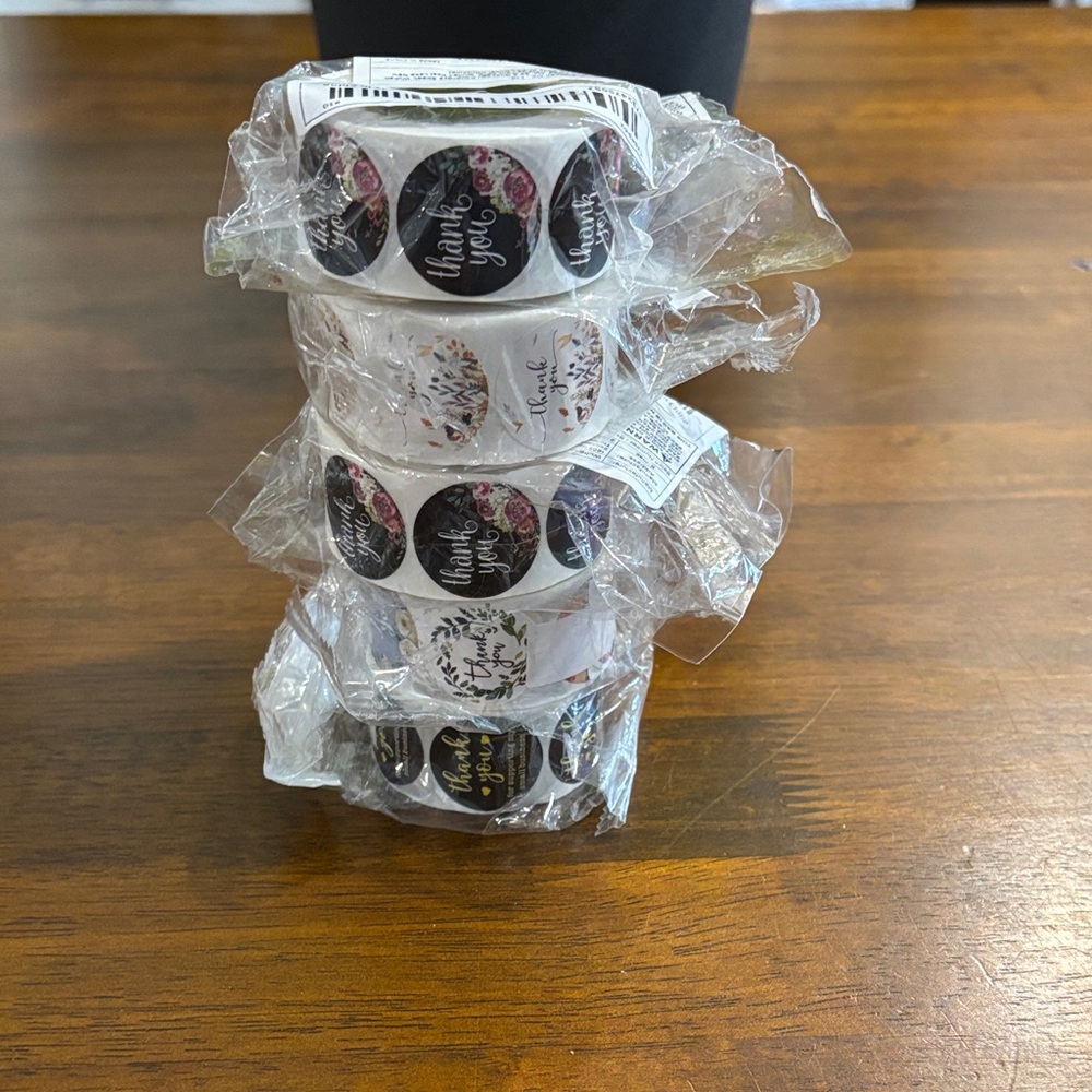 Bundle 5 Thank You 1” Stickers 5 Rolls 500 per roll Bundle NWT